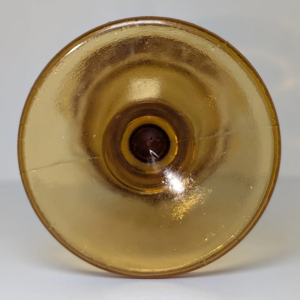 L.E. Smith Amber Federal Heritage Glass Goblet American Eagle Stars MCM